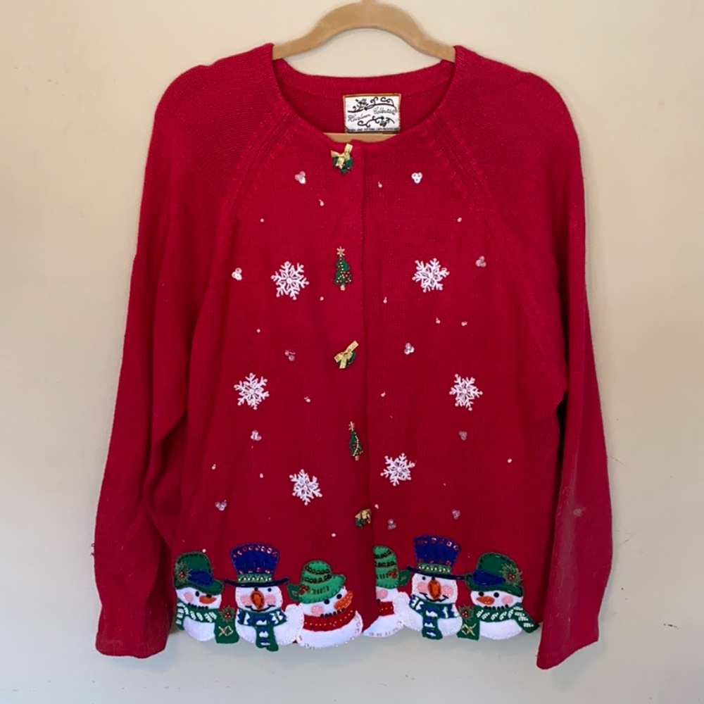 Snowman Christmas Cardigan  XL